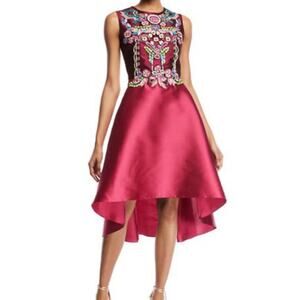 Marchesa Notte Sleeveless Embellished Mikado Cocktail Dress sz 10